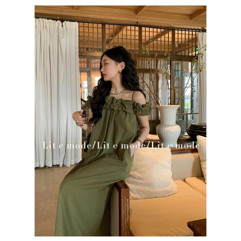 Đầm Hai Dây Hở Vai Dáng Dài Thời Trang 63989 Dành Cho Bạn Nữ