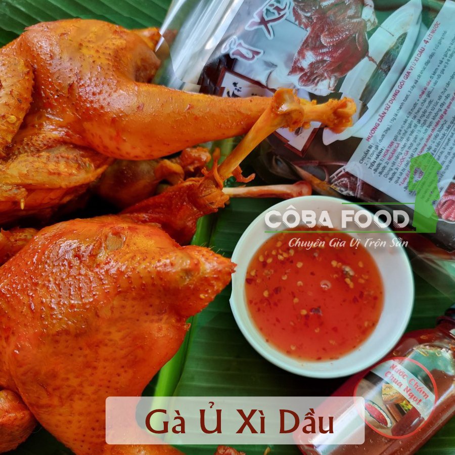 Gia vị gà ủ xì dầu thảo mộc 1 sét kèm 1 chai sốt thái 100ml