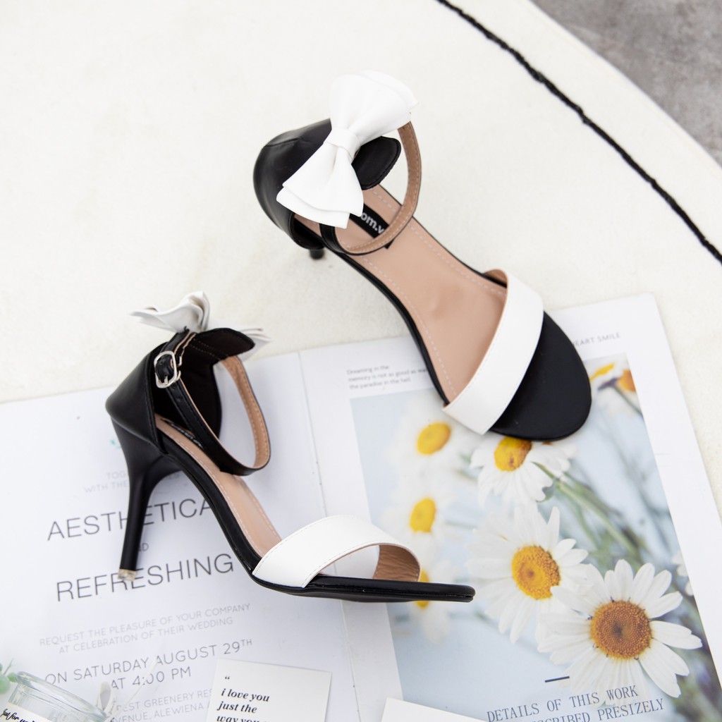 GIÀY CAO GÓT NỮ THỜI TRANG MWC-GIÀY SANDAL CAO GÓT MŨI NHỌN CAO 7CM-GIÀY CAO GÓT PHỐI NƠ CÁCH ĐIỆU XINH XẮN NUCG-4201