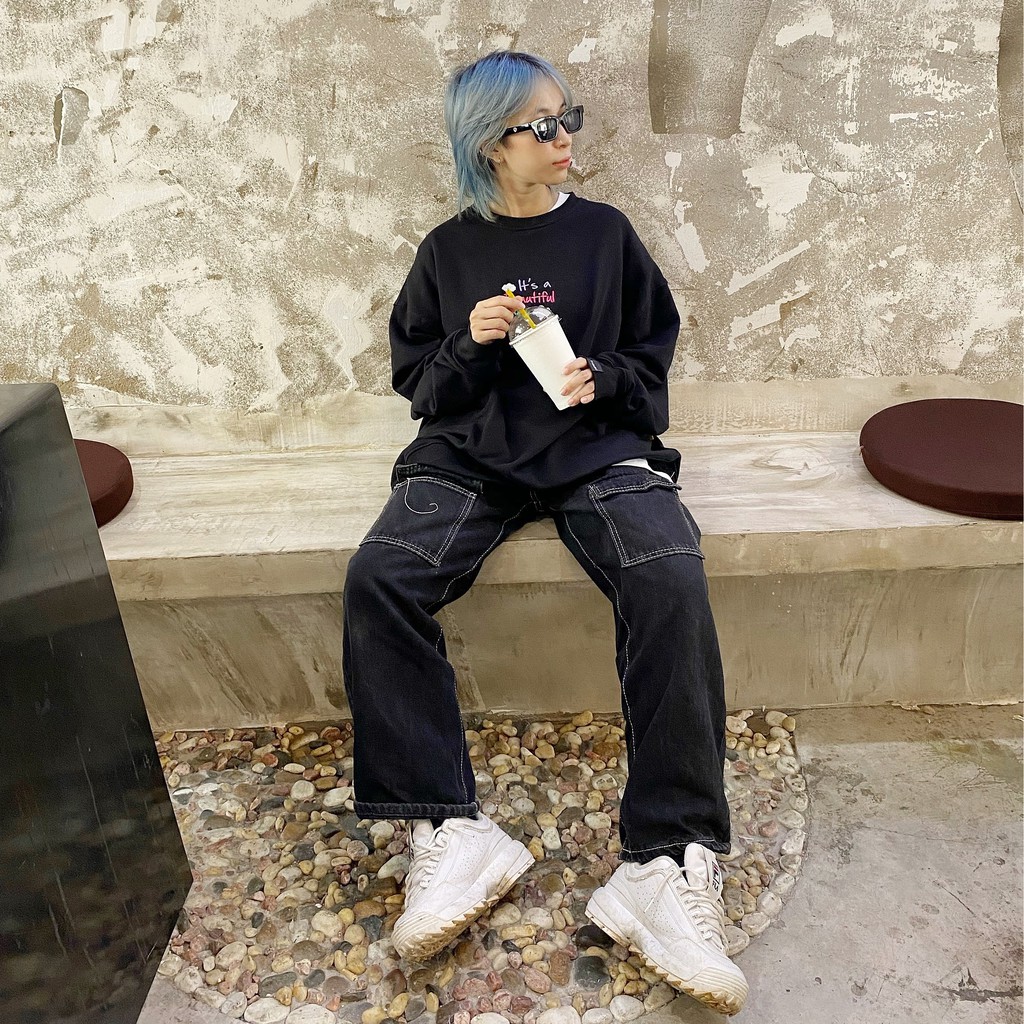 Áo Sweatshirt nỉ tay dài It's A Beautiful Day (Tặng kèm túi Tote)