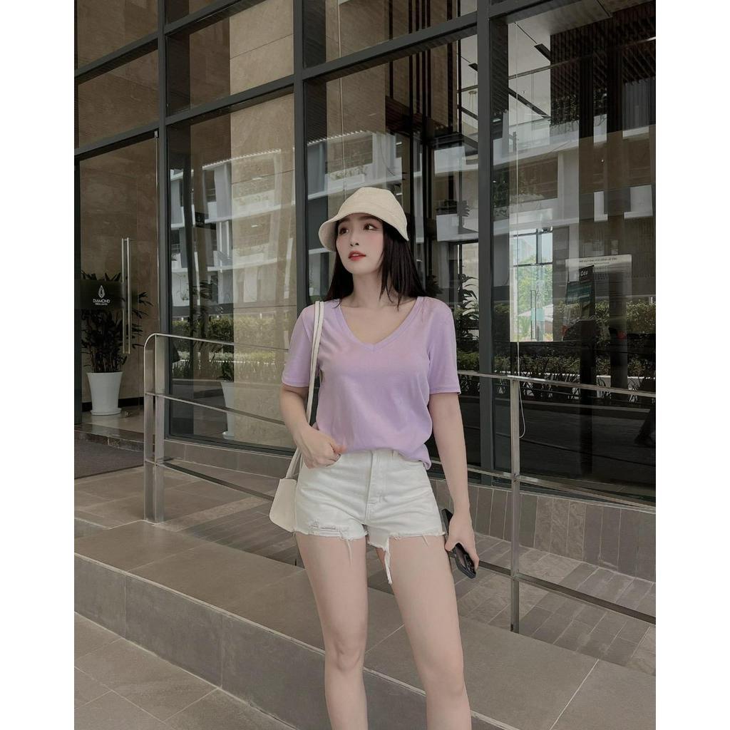 ÁO CỔ TIM TRƠN FORM RỘNG TAY NGẮN (TH)