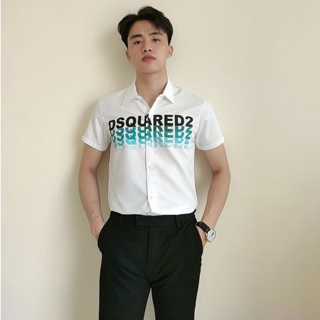 Áo sơ mi nam TAY NGẮN IN CHỮ CÁ TÍNH  SMTN