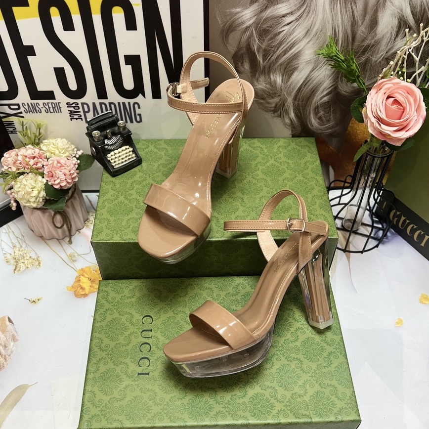 Giày Sandal Cao Gót Nữ Đế Vuông 12 Phân Đúp Trước T69
