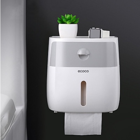 Hộp Đựng Giấy Vệ Sinh, Thiết Bị Nhà Tắm Chống Nước 2 Ngăn Cao Cấp Tiện Lợi Tặng (Tặng Kèm Miếng Dán)