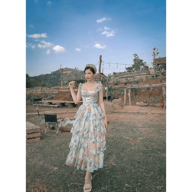 (Free ship) Xả Lỗ Đầm Voan Tầng Hai Dây Cho Các Nàng Diện Đi Dự Tiêc UP HHP Fashion