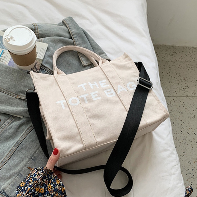 Túi Xách Vải Canvas Cỡ Lớn In Chữ Thời Trang Cho Nữ