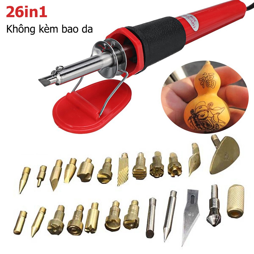 Bút lửa nhiệt trạm trổ vẽ tranh trên gỗ bộ 26PCS