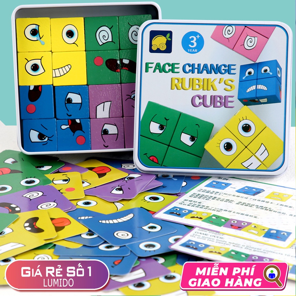 Bộ đồ chơi who is it board game, bộ trò chơi Xếp Hình Khoa Học Thay Đổi Biểu Cảm Khuôn Mặt Hộp Thép LUMIDO