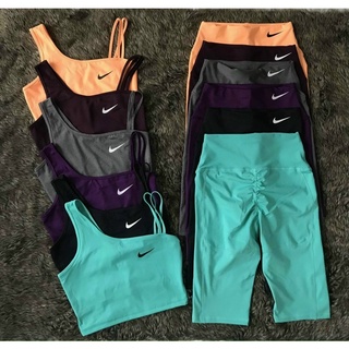 Set lửng tập gym bộ đồ gym áo crop chéo quần lửng có mông nhúm tôn vòng 3