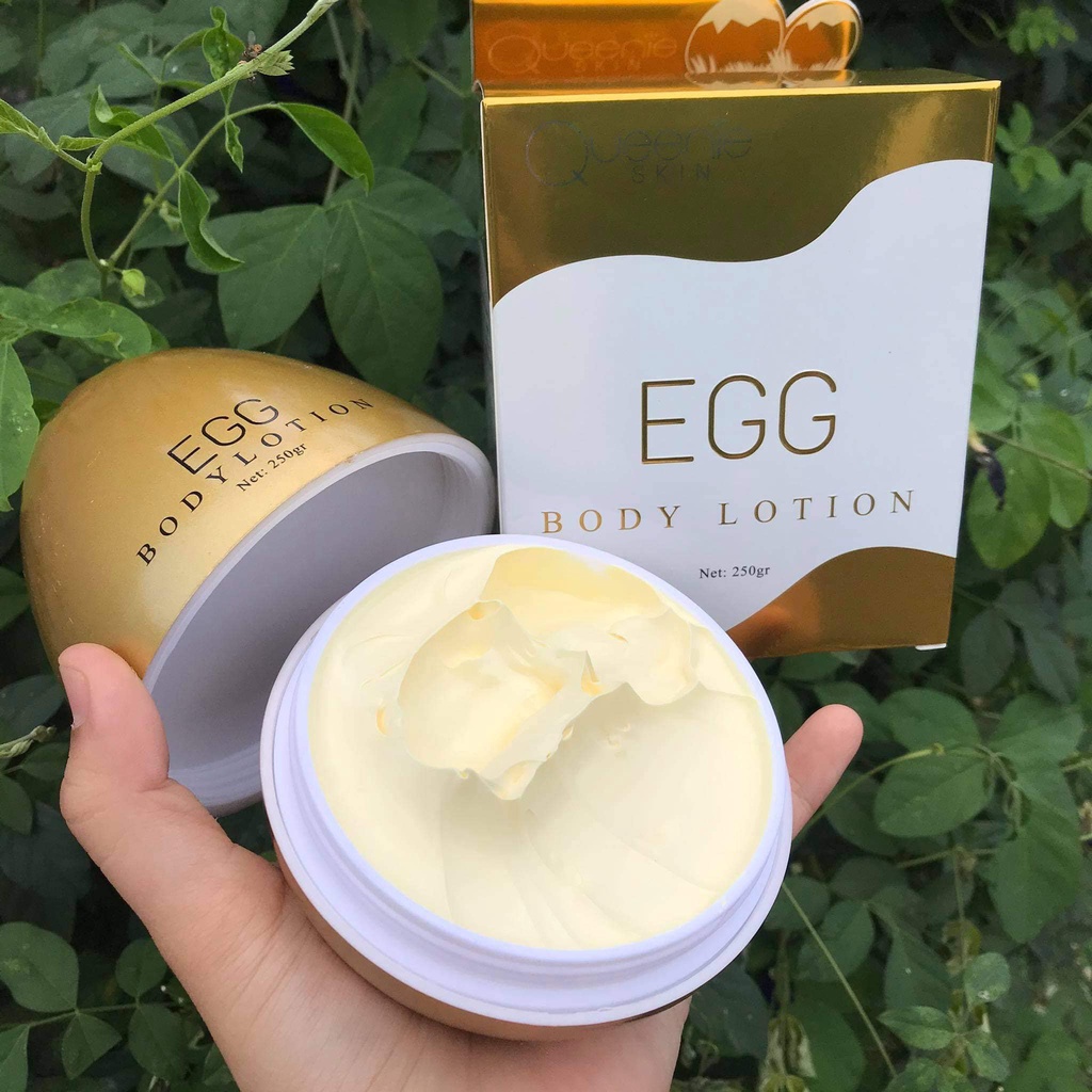 Kem body trứng vàng Egg Queenie Skin tặng kèm serum kích trắng dưỡng da toàn thân nhanh không bết dính 250g