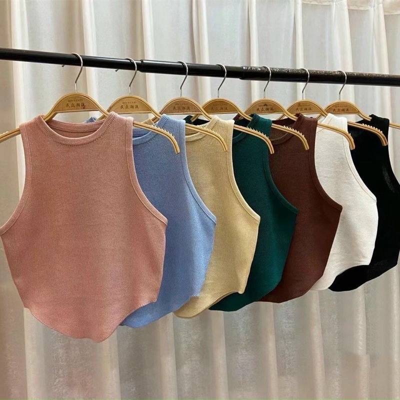 Áo sát nách gân tăm croptop vải xuất dư đẹp co giãn- ảnh tự chụp