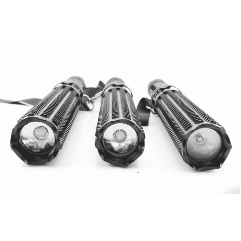 Đèn pin cầm tay siêu sáng 8 bóng chiếu xa 300m, đèn pin Led sạc tích điện năng lượng mặt trời 4 chế độ, có