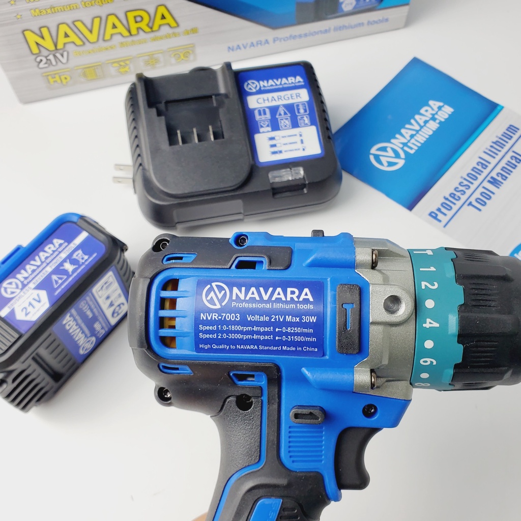 Máy Khoan Pin NAVARA 21v Siêu Khỏe - Lõi Đồng - Không Than