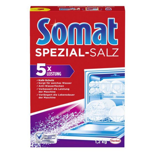 Combo Bột Somat 1,2kg+ Muối Somat 1,2kg+ Nước làm bóng Somat 750ml NK Đức cho máy rửa chén bát