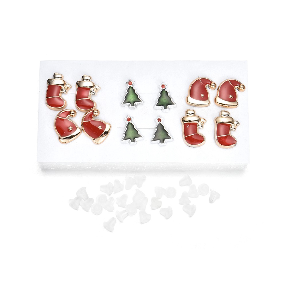 Bộ 3 đôi bông tai hình cây thông đáng yêu