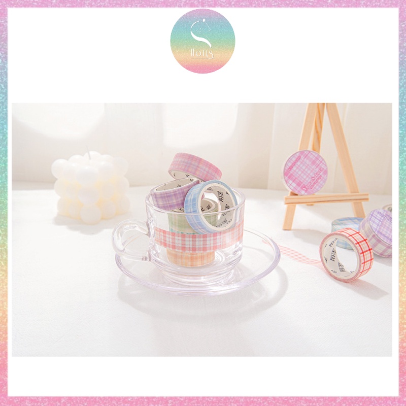 HOTIS] Washi cuộn caro tape màu pastel tinh tế - Dài 3m