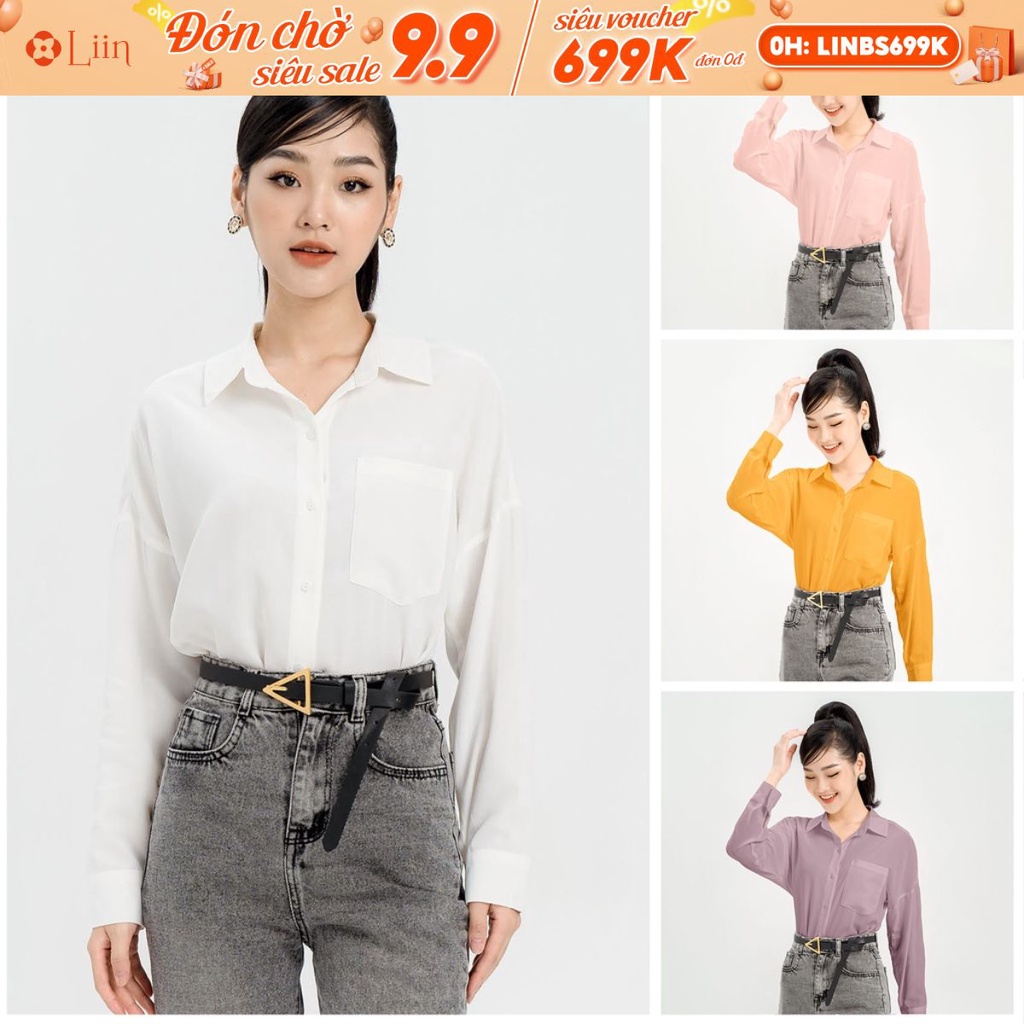 Áo sơ mi basic dài tay chất liệu Đũi 1 Túi form công sở trẻ trung, cá tính Liin Clothing SM3789