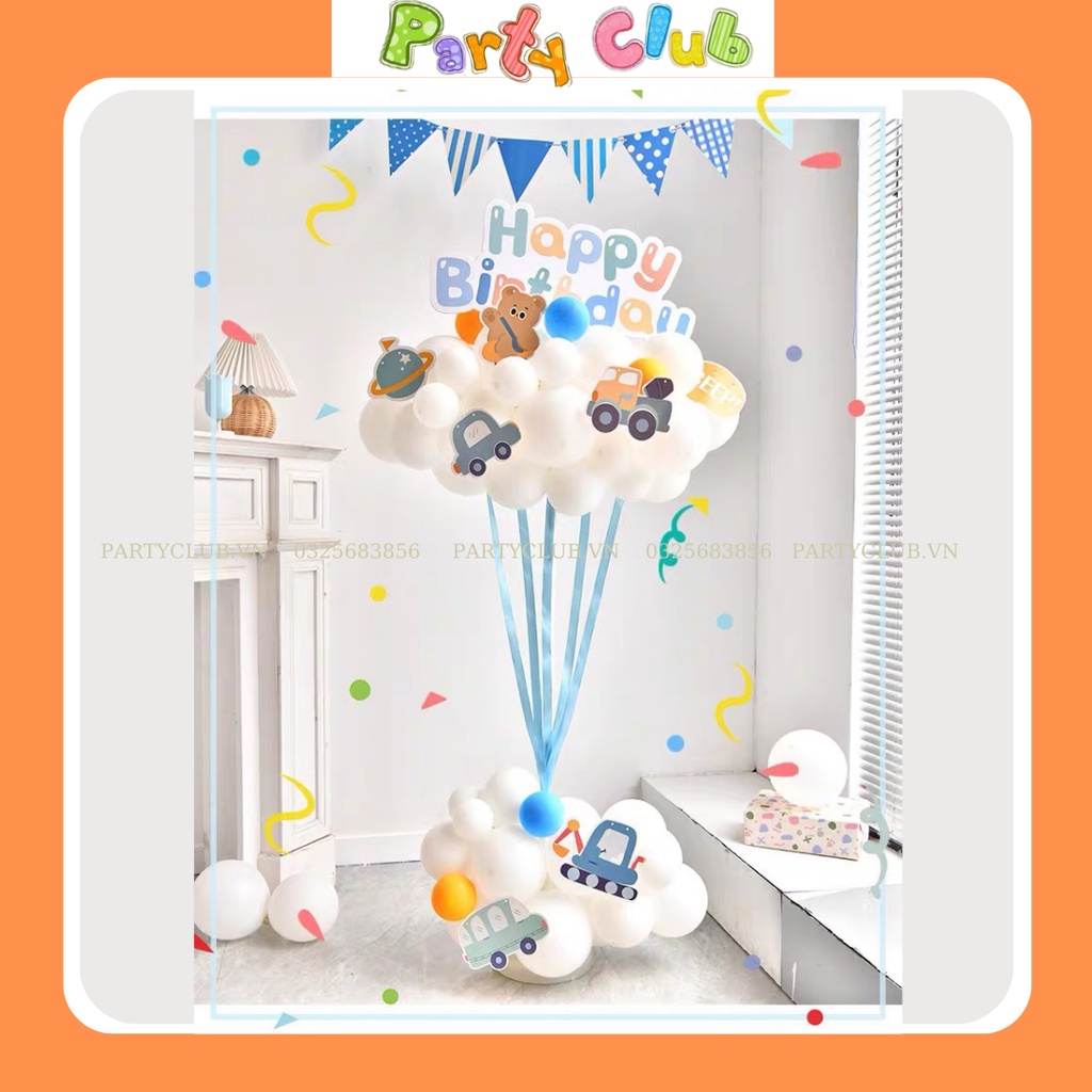 Set trang trí sinh nhật hình xe ô tô cho bé