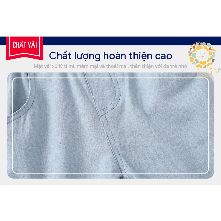 Quần Kaki bé trai chất mỏng mát WELLKIDS WAPYPY quần short cho bé quần trắng bé trai hàng xuất Âu Mỹ