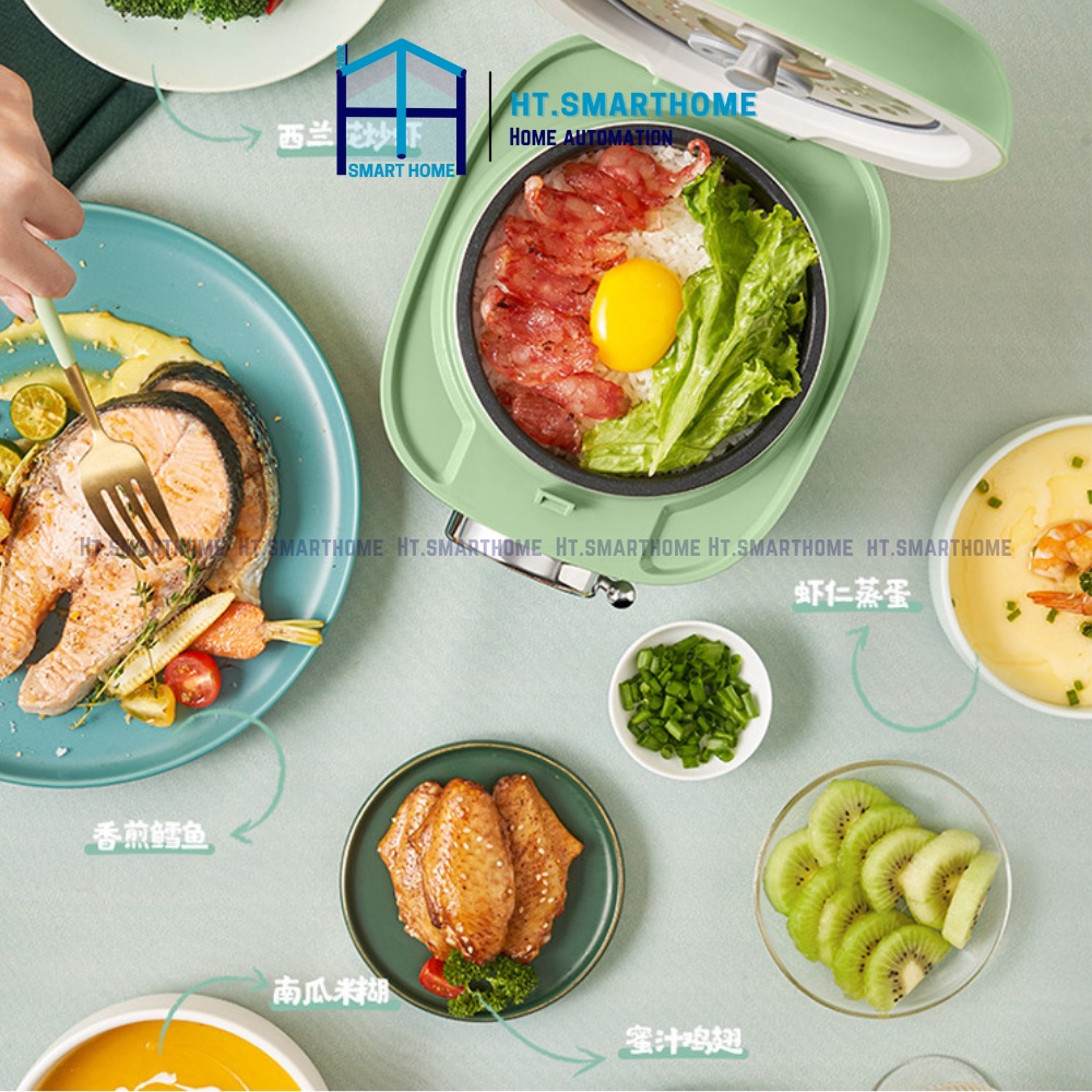 Nồi cơm điện nút gài đa năng mini Midea 418C -  Dung tích 1.2L phù hợp cho gia đình nhỏ, kiểu dáng cổ đển