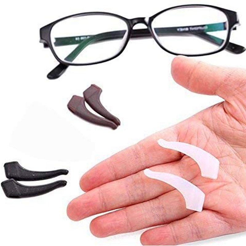 1 Cặp Giá Đỡ Mắt Kính Chống Trượt Bằng Silicon Màu Trắng/Đen Có Móc Tai Dùng Khi Chơi Thể Thao