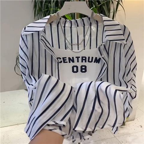 Áo Khoác Sơ Mi Tay Dài Họa Tiết Sọc Thời Trang Dành Cho Nữ