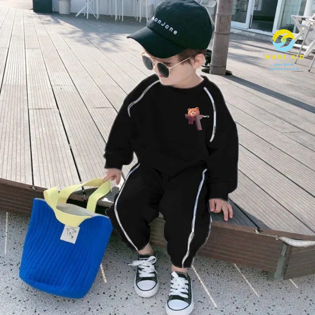 Đồ Bộ Cho Bé Thu Đông, Bộ Nỉ Cho bé phong cách thể thao sành điệu 10-40kg, chất nỉ 100% cotton mềm đẹp,