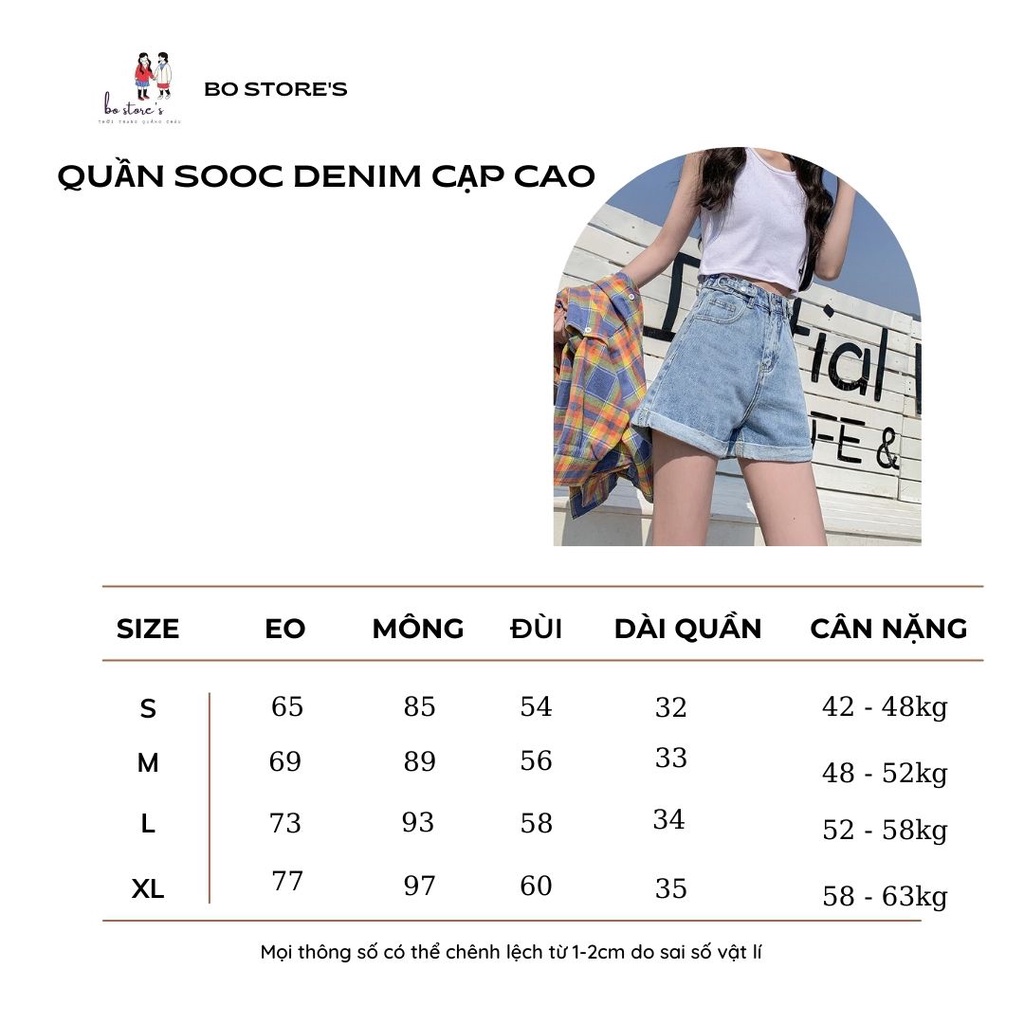 Quần sooc denim, sooc bò xắn gấu cạp cao lạ mắt cho bạn nữ năng động ngày hè