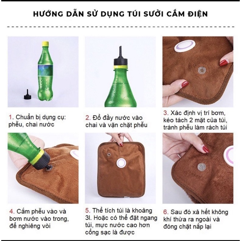 Túi sưởi cắm điện chườm nóng, giữ ấm cơ thể - giao hình ngẫu nhiên