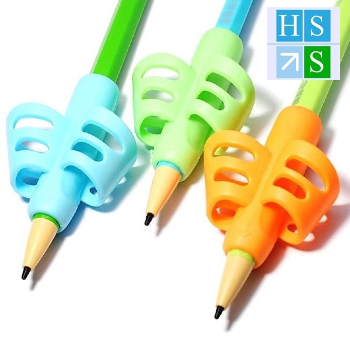 Hộp 03 KÊ TAY silicon PENCIL GRIPS đệm tay xỏ ngón định vị cho bé cầm bút tập viết đúng cách - HS Shop Thủ Đức
