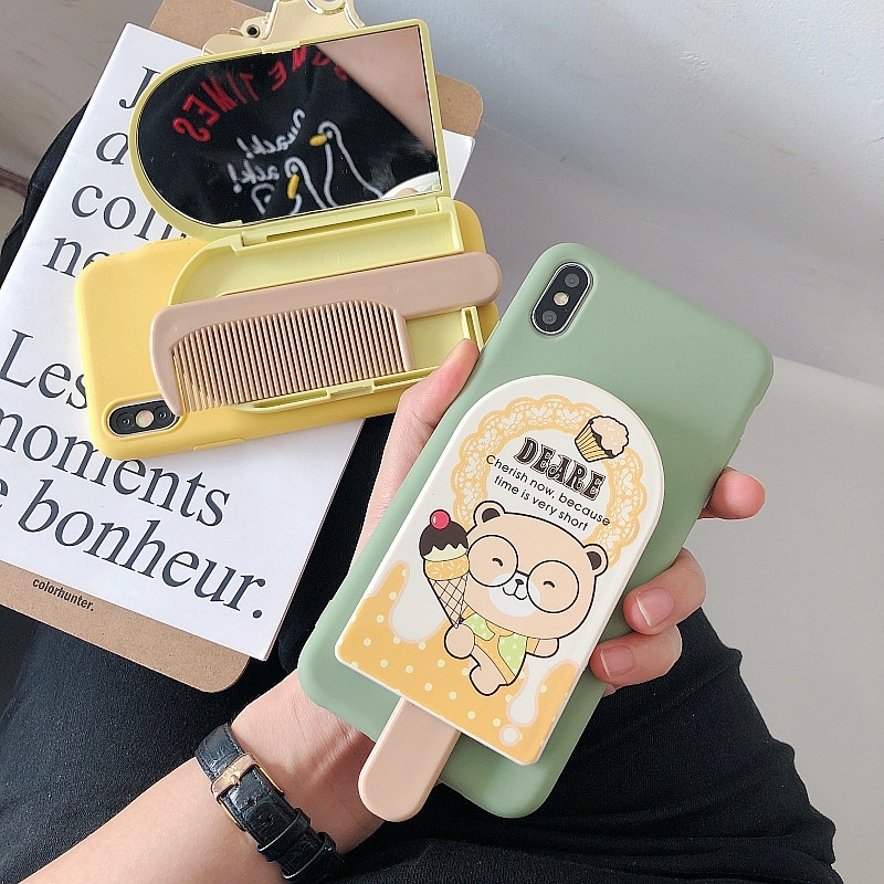 Ốp Điện Thoại TPU Mặt Gương In Hoạt Hình Cho Iphone 14 13 12 11 Pro Max X XR XS Max 6 7 8 Plus