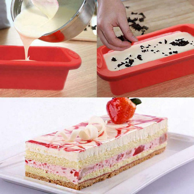 Khuôn Nướng Bánh Mì Hình Chữ Nhật Bằng Silicone Chống Dính