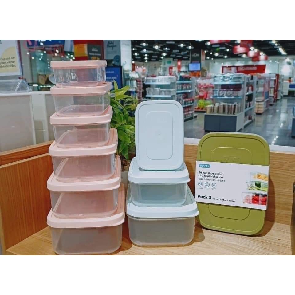 Hộp nhựa INOCHI/ Hộp đựng thực phẩm nguyên sinh/ Set 6 hộp nhựa