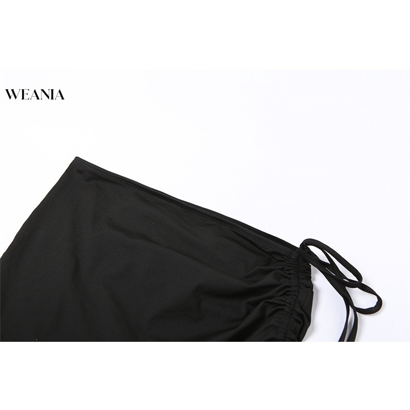 Set Áo 2 Dây Lệch Vai + Chân Váy Màu Trơn Thiết Kế Độc Đáo Quyến Rũ