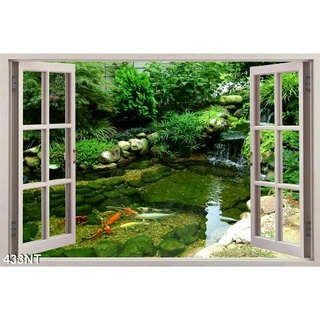 TRANH DÁN TƯỜNG 3D CỬA SỔ PHONG CẢNH ĐẸP 433NT  -  TRANH DÁN TƯỜNG HÌNH Ô CỬA SỔ NHÌN RA PHONG CẢNH
