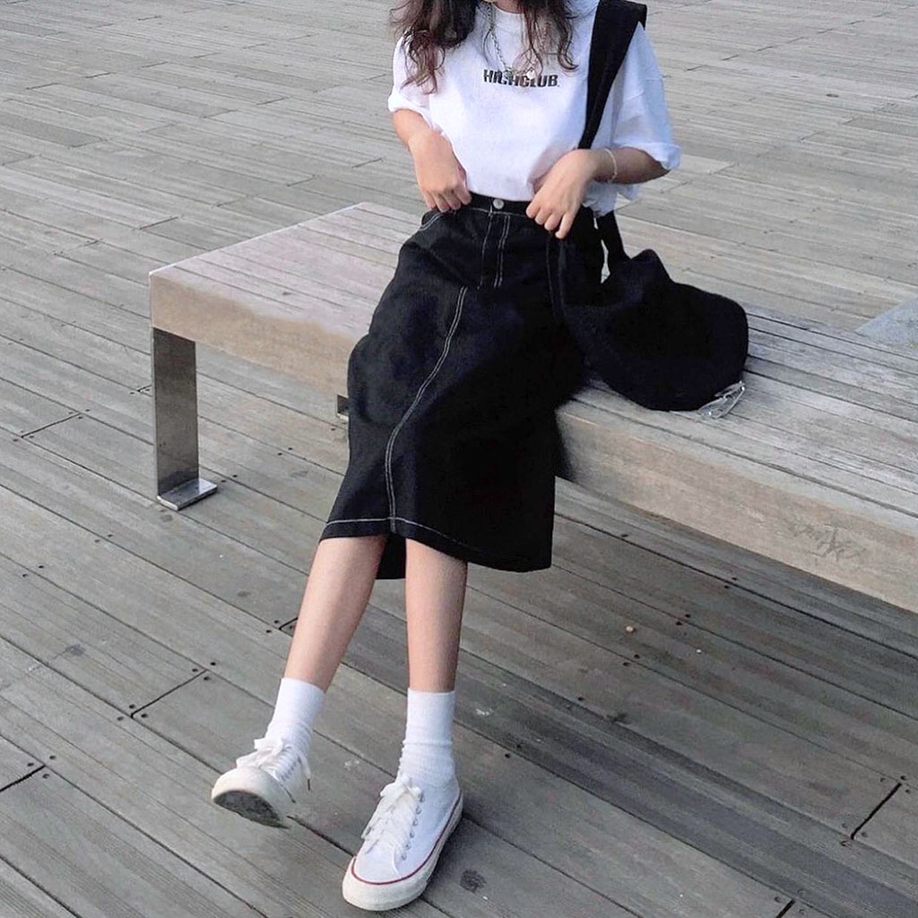 Chân Váy Chữ A Dài Lưng Cao Nữ Kaki Dày Mềm Ulzzang Chân Váy Cạp Cao Kiểu Dáng Dài Qua Gối Lửng Leevin Store