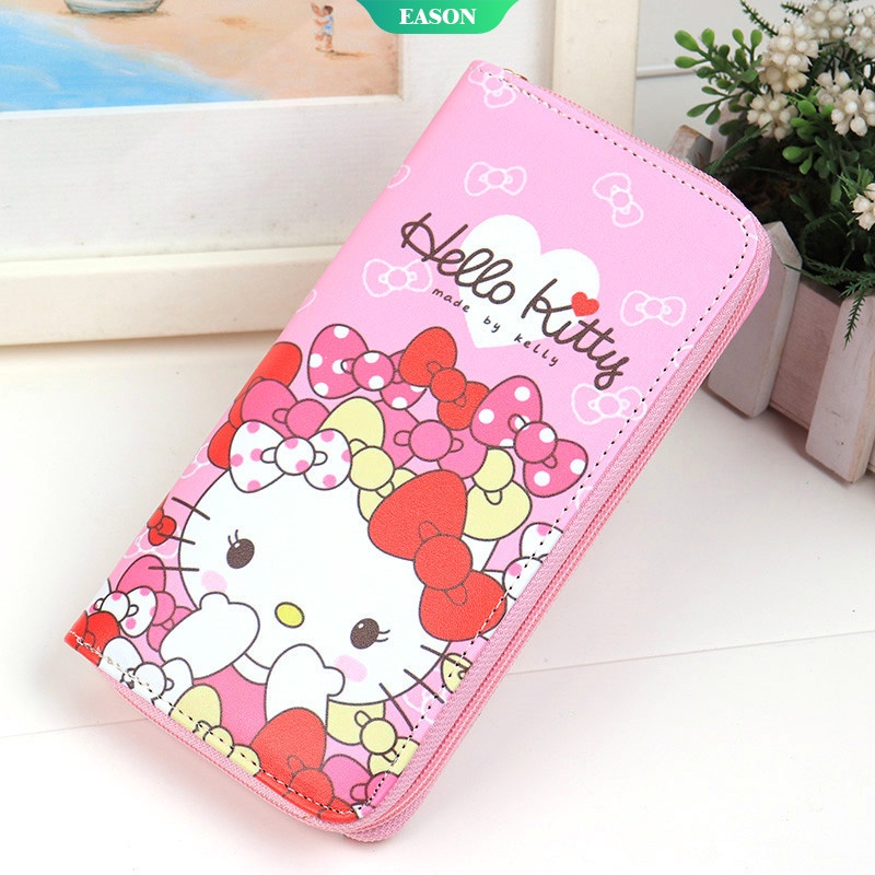 Ví Đựng Tiền Xu Gấp Đôi Họa Tiết Hoạt Hình Sanrio Hello Kitty Dễ Thương Cho Bé Gái