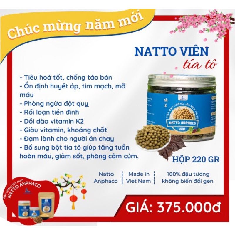 Viên NATTO TÍA TÔ  Anphaco - Viên đậu tương lên men Natto Anphaco