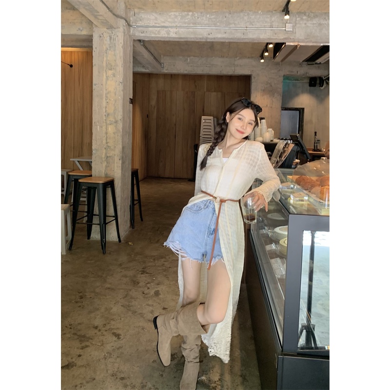 「MOTEL7」 Đầm Dài Qua Gối Dáng Chữ A Một Mảnh Tay Dài Chống Nắng Cao Cấp Thời Trang Mùa Hè