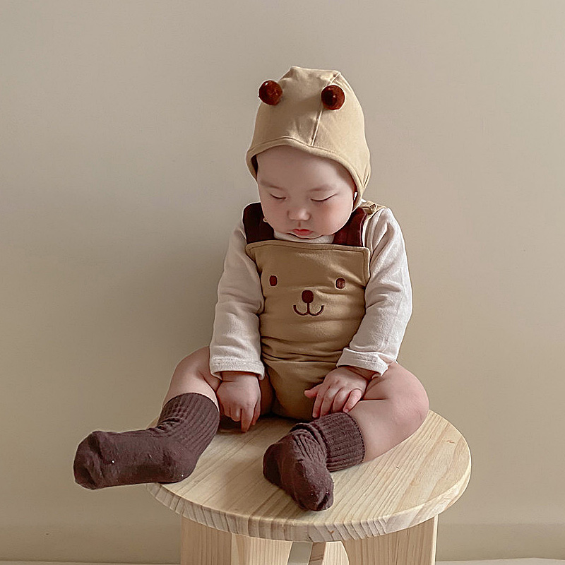 Áo kiểu yếm ăn thiết kế gấu hoạt hình thời trang mùa hè đáng yêu dành cho trẻ sơ sinh