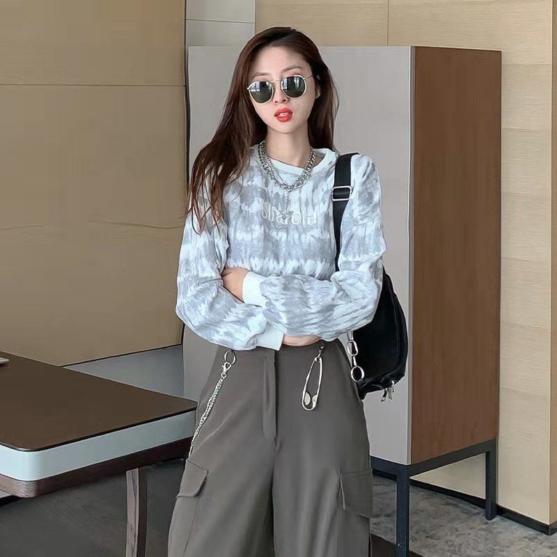 Áo Sweater Tay Dài Nhuộm Màu Dáng Suông Thời Trang Phong Cách Hàn Quốc Cho Nữ