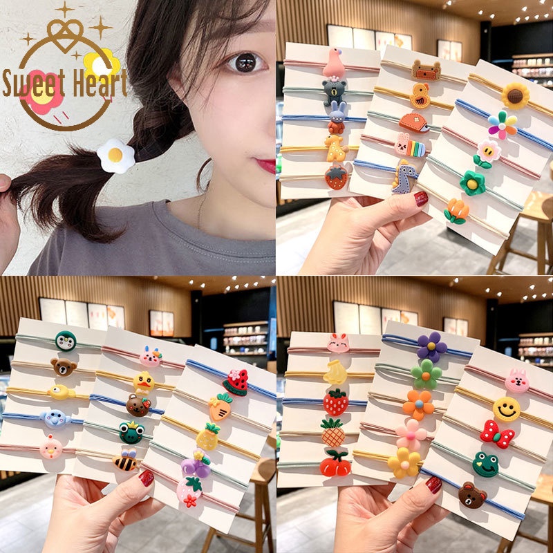 Dây Buộc Tóc Cao Su Họa Tiết Trái Tim/Động Vật Dễ Thương Xinh Xắn Cho Nữ