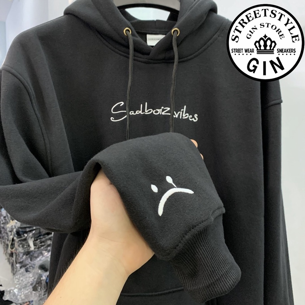 Áo hoodie unisex sadboiz sadboizvibes toss hình thêu áo hoodie sad boiz dáng rộng nam nữ full tag ulzzang - Gin Store