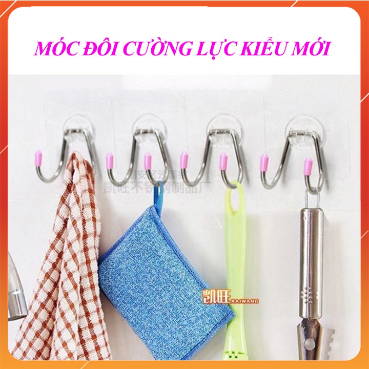 (Hoàn$) 1 Móc Cường Lực INOX Dán Tường Dạng Móc ĐÔI (STIHN)