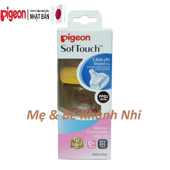 [Mã 267FMCGSALE giảm 8% đơn 500K] Bình Sữa Pigeon PPSU Plus 160ML - Bình Sữa Pigeon Cổ Rộng PPSU Plus 160ML