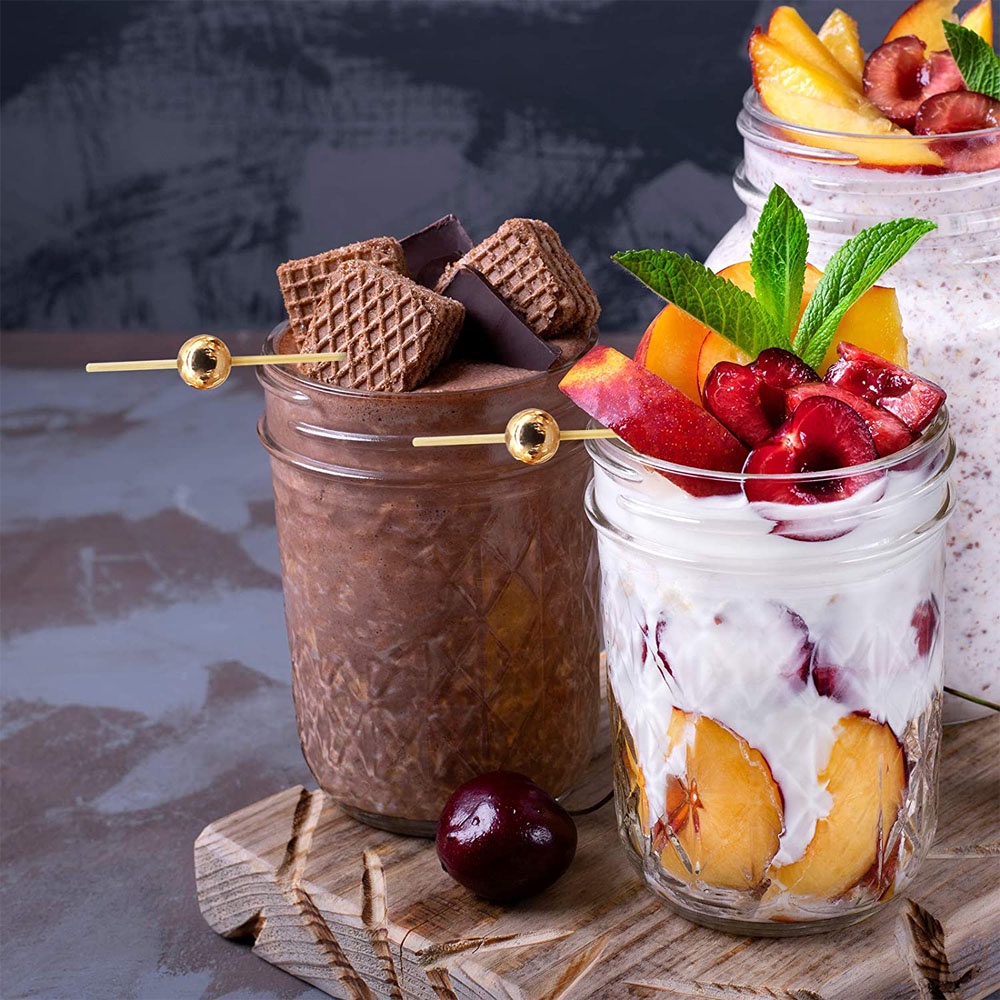 Tăm gỗ tre đính ngọc trai nhân tạo găm món cocktail trái cây đồ ăn nhẹ cho nhà bếp quán bar tiệc cưới