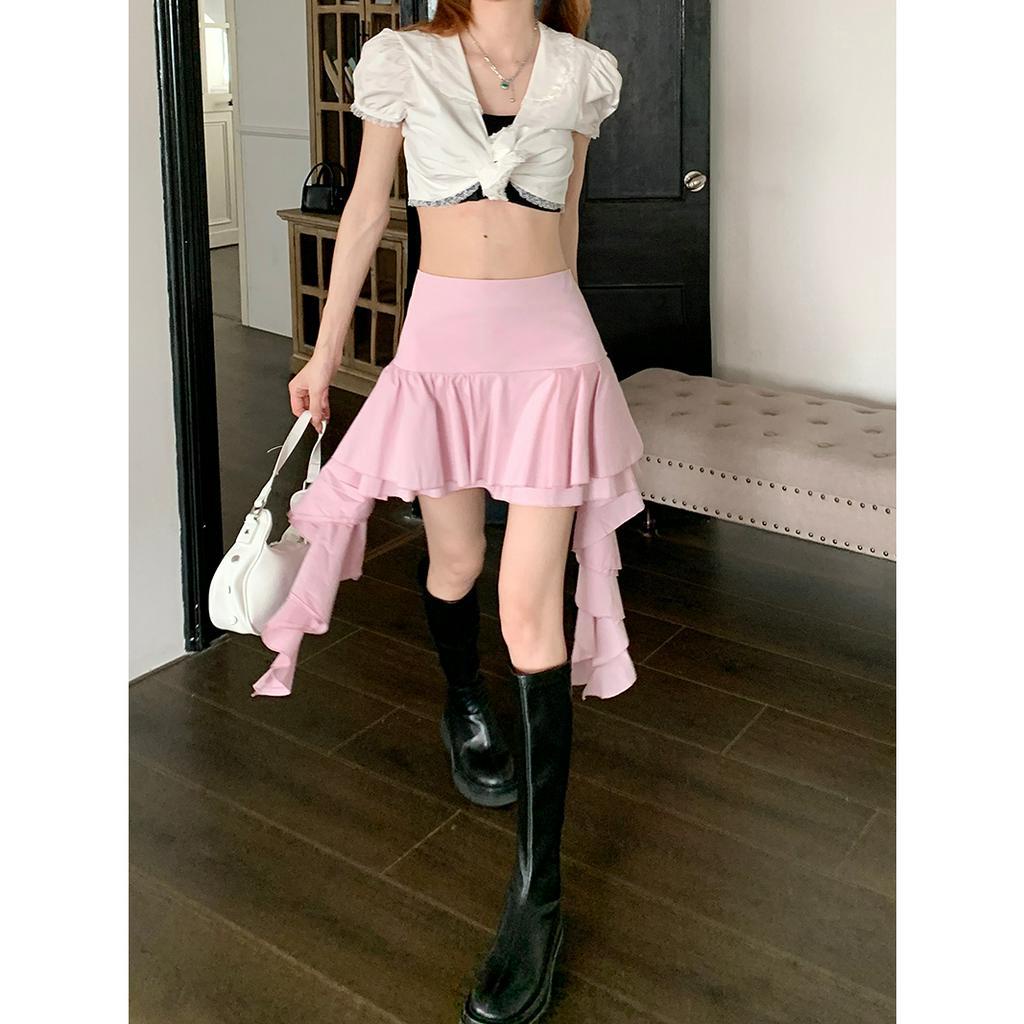 Chân Váy Ngắn Tầng Dáng Ôm Màu Sắc Đơn Giản Thời Trang Cho Nữ