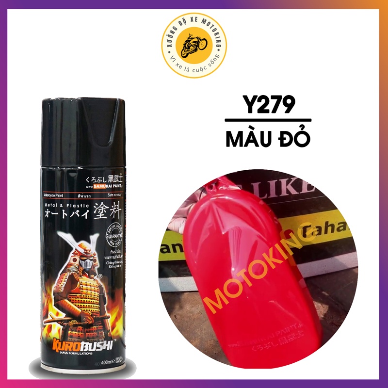 Combo Sơn Samurai màu đỏ Y279   loại 2K chuẩn quy trình độ bền 5 năm gồm 2K04 - 102- Y9094 -2k01