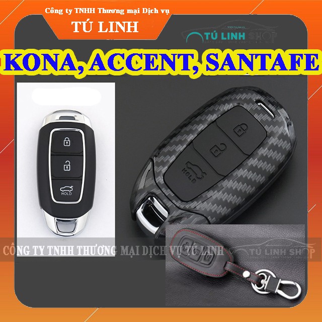 Ốp vỏ chìa khóa cao cấp xe Hyundai Kona, accent, santafe 2019