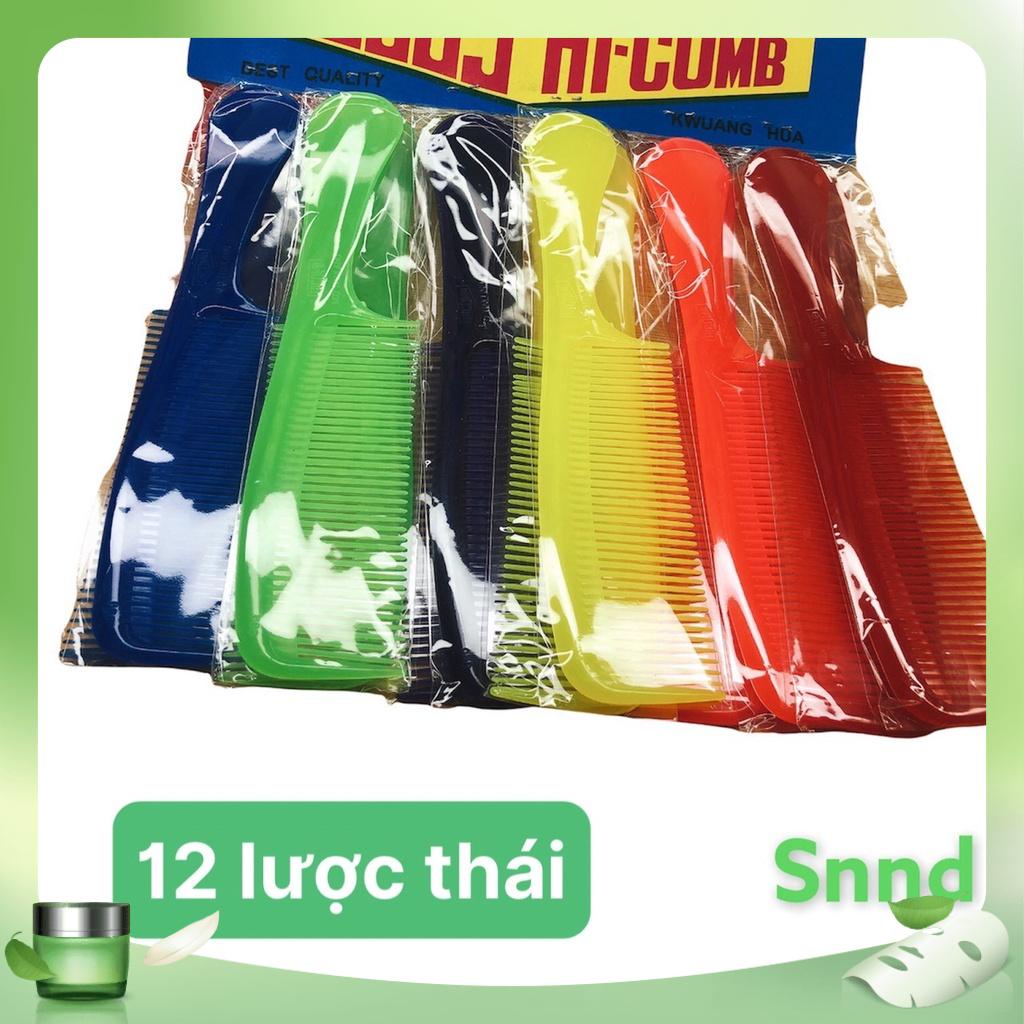 Vĩ Lược Nhựa Chải Tóc Thái Lan Đủ Màu ( 12 Cây Loại Có Cán )
